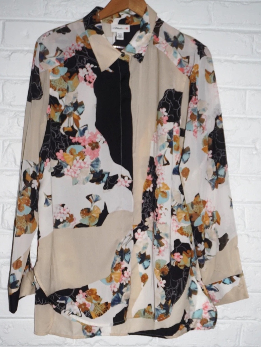 Phillip Lim for Target Floral Button Up Blouse Top Size: XL Sheer Sleeves Ruffle